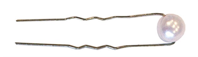 Luggnål Guld Mellanstor Vit Pärla 6-p